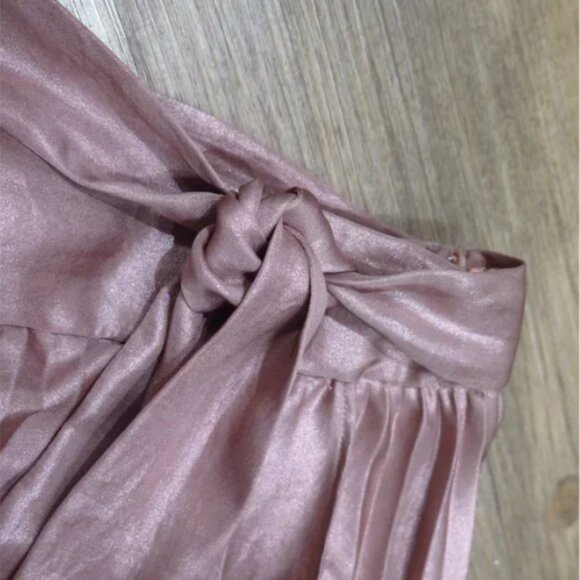 Anthropologie Maeve Pleated Satin-like Pink Skirt - Picture 4 of 10